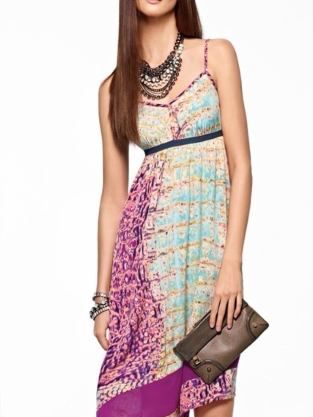 Simply Vera Vera Wang Multicolor Printed Spaghetti-Strap Midi Dress